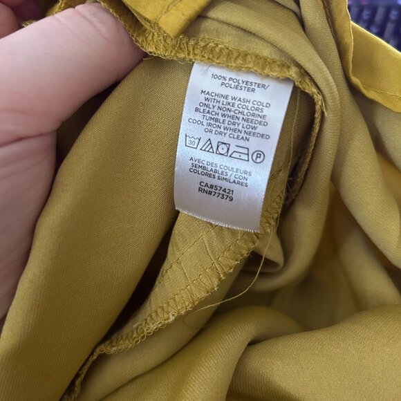 Loft Mustard Yellow Ruffle Neck Long Sleeve Blouse – Size L Excellent Condition - Picture 9 of 12